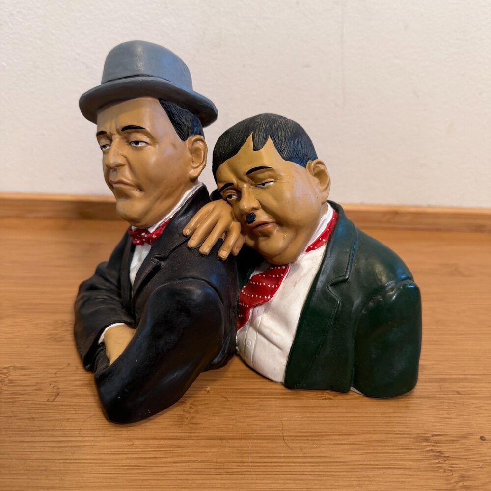 Vintage 1997 ACK Trading Laurel & Hardy Resin Bust Figurine Hollywood Comedy